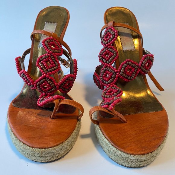 JLo by Jennifer Lopez Beaded Aztec Wedge Sandals - Picture 2 of 11